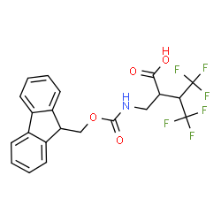 ChemSpider 2D Image | 2-({[(9H-Fluoren-9-ylmethoxy)carbonyl]amino}methyl)-4,4,4-trifluoro-3-(trifluoromethyl)butanoic acid | C21H17F6NO4