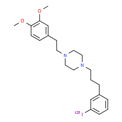 ChemSpider 2D Image | 1-[2-(3,4-Dimethoxyphenyl)ethyl]-4-{3-[3-(~125~I)iodophenyl]propyl}piperazine | C23H31125IN2O2