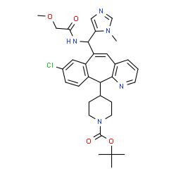 ChemSpider 2D Image | 2-Methyl-2-propanyl 4-(8-chloro-6-{[(methoxyacetyl)amino](1-methyl-1H-imidazol-5-yl)methyl}-11H-benzo[5,6]cyclohepta[1,2-b]pyridin-11-yl)-1-piperidinecarboxylate | C32H38ClN5O4