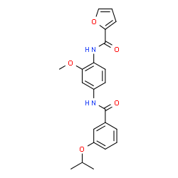 ChemSpider 2D Image | N-{4-[(3-Isopropoxybenzoyl)amino]-2-methoxyphenyl}-2-furamide | C22H22N2O5