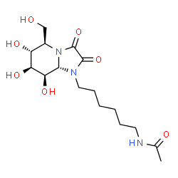 ChemSpider 2D Image | N-{6-[(5R,6R,7S,8R,8aS)-6,7,8-Trihydroxy-5-(hydroxymethyl)-2,3-dioxohexahydroimidazo[1,2-a]pyridin-1(5H)-yl]hexyl}acetamide | C16H27N3O7