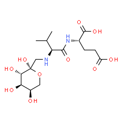 ChemSpider 2D Image | (2S)-2-{[(2S)-3-Methyl-2-({[(2R,3S,4R,5R)-2,3,4,5-tetrahydroxytetrahydro-2H-pyran-2-yl]methyl}amino)butanoyl]amino}pentanedioic acid | C16H28N2O10