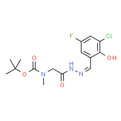 ChemSpider 2D Image | 2-Methyl-2-propanyl {2-[(2Z)-2-(3-chloro-5-fluoro-2-hydroxybenzylidene)hydrazino]-2-oxoethyl}methylcarbamate (non-preferred name) | C15H19ClFN3O4