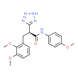 ChemSpider 2D Image | (2S)-3-(2,3-Dimethoxyphenyl)-N-(4-methoxyphenyl)-2-(2H-tetrazol-5-yl)propanamide | C19H21N5O4