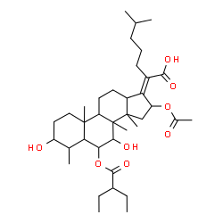 ChemSpider 2D Image | (17Z)-16-Acetoxy-6-[(2-ethylbutanoyl)oxy]-3,7-dihydroxy-4,8,14-trimethyl-18-norcholest-17-en-21-oic acid | C37H60O8
