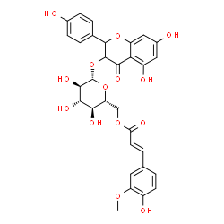 ChemSpider 2D Image | 5,7-Dihydroxy-2-(4-hydroxyphenyl)-4-oxo-3,4-dihydro-2H-chromen-3-yl 6-O-[(2E)-3-(4-hydroxy-3-methoxyphenyl)-2-propenoyl]-beta-D-glucopyranoside | C31H30O14