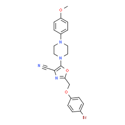 ChemSpider 2D Image | 2-[(4-Bromophenoxy)methyl]-5-[4-(4-methoxyphenyl)-1-piperazinyl]-1,3-oxazole-4-carbonitrile | C22H21BrN4O3