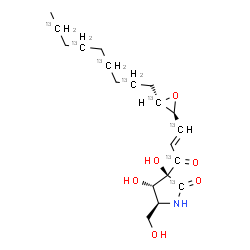 ChemSpider 2D Image | (3S,4S,5S)-3,4-Dihydroxy-5-(hydroxymethyl)-3-[(2E)-3-[(2S,3S)-3-[(2,4,6,8-~13~C_4_)nonyl](3-~13~C)-2-oxiranyl](1,3-~13~C_2_)-2-propenoyl]-2-(2-~13~C)pyrrolidinone | C1113C8H31NO6