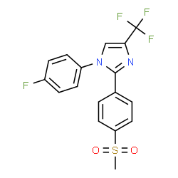 ChemSpider 2D Image | 1-(4-Fluorophenyl)-2-[4-(methylsulfonyl)phenyl]-4-(trifluoromethyl)-1H-imidazole | C17H12F4N2O2S