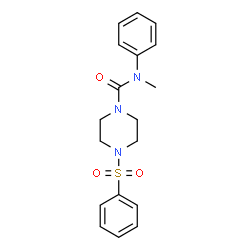 ChemSpider 2D Image | N-Methyl-N-phenyl-4-(phenylsulfonyl)-1-piperazinecarboxamide | C18H21N3O3S