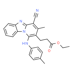 ChemSpider 2D Image | Ethyl 3-{4-cyano-3-methyl-1-[(4-methylphenyl)amino]pyrido[1,2-a]benzimidazol-2-yl}propanoate | C25H24N4O2