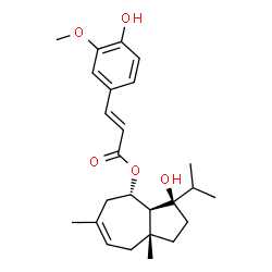 ChemSpider 2D Image | (3R,3aS,4S,8aR)-3-Hydroxy-3-isopropyl-6,8a-dimethyl-1,2,3,3a,4,5,8,8a-octahydro-4-azulenyl (2E)-3-(4-hydroxy-3-methoxyphenyl)acrylate | C25H34O5