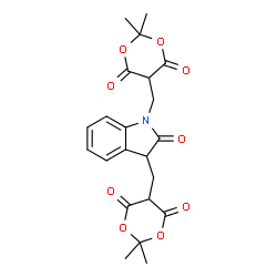 ChemSpider 2D Image | 5,5'-[(2-Oxo-2,3-dihydro-1H-indole-1,3-diyl)bis(methylene)]bis(2,2-dimethyl-1,3-dioxane-4,6-dione) | C22H23NO9
