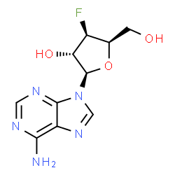 ChemSpider 2D Image | 9-(3-Deoxy-3-fluoro-beta-D-xylofuranosyl)-9H-purin-6-amine | C10H12FN5O3