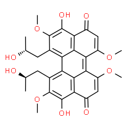 ChemSpider 2D Image | 4,9-Dihydroxy-6,7-bis[(2R)-2-hydroxypropyl]-1,5,8,12-tetramethoxy-3,10-perylenedione | C30H30O10