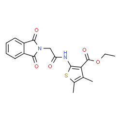 ChemSpider 2D Image | Ethyl 2-{[(1,3-dioxo-1,3-dihydro-2H-isoindol-2-yl)acetyl]amino}-4,5-dimethylthiophene-3-carboxylate | C19H18N2O5S