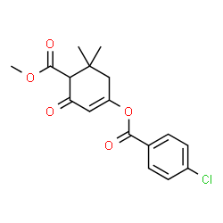 ChemSpider 2D Image | 4-(Methoxycarbonyl)-5,5-dimethyl-3-oxo-1-cyclohexen-1-yl 4-chlorobenzoate | C17H17ClO5