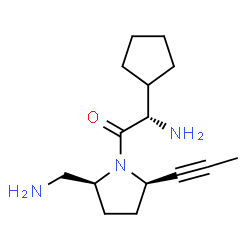 ChemSpider 2D Image | (1S)-2-[(2S,5R)-2-(aminomethyl)-5-prop-1-yn-1-ylpyrrolidin-1-yl]-1-cyclopentyl-2-oxoethanamine | C15H25N3O