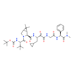 ChemSpider 2D Image | TERT-BUTYL [(1S)-1-({(1R,2S,5S)-2-[(3S,10S)-3-(CYCLOPROPYLMETHYL)-12-METHYL-4,5,8,11-TETRAOXO-10-PHENYL-2,6,9,12-TETRAAZATRIDECAN-1-OYL]-6,6-DIMETHYL-3-AZABICYCLO[3.1.0]HEX-3-YL}CARBONYL)-2,2-DIMETHYLPROPYL]CARBAMATE | C38H56N6O8