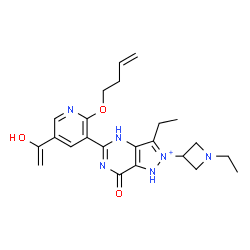 ChemSpider 2D Image | 5-[2-(3-Buten-1-yloxy)-5-(1-hydroxyvinyl)-3-pyridinyl]-3-ethyl-2-(1-ethyl-3-azetidinyl)-7-oxo-4,7-dihydro-1H-pyrazolo[4,3-d]pyrimidin-2-ium | C23H29N6O3