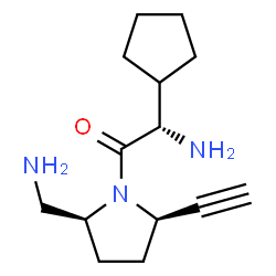 ChemSpider 2D Image | (1S)-2-[(2S,5R)-2-(aminomethyl)-5-ethynylpyrrolidin-1-yl]-1-cyclopentyl-2-oxoethanamine | C14H23N3O