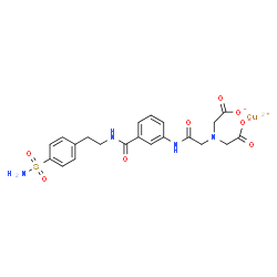 ChemSpider 2D Image | Copper(2+) [(carboxylatomethyl){2-oxo-2-[(3-{[2-(4-sulfamoylphenyl)ethyl]carbamoyl}phenyl)amino]ethyl}amino]acetate | C21H22CuN4O8S