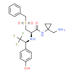 ChemSpider 2D Image | N-[1-(Aminomethyl)cyclopropyl]-3-(benzylsulfonyl)-N~2~-[(1S)-2,2,2-trifluoro-1-(4-hydroxyphenyl)ethyl]-L-alaninamide | C22H26F3N3O4S