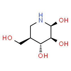 ChemSpider 2D Image | (2S,3S,4R,5R)-5-(Hydroxymethyl)-2,3,4-piperidinetriol | C6H13NO4