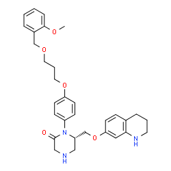 ChemSpider 2D Image | 1-{4-[3-(2-METHOXY-BENZYLOXY)-PROPOXY]-PHENYL}-6-(1,2,,3,4-TETRAHYDRO-QUINOLIN-7-YLOXYMETHYL)-PIPERAZIN-2-ONE | C31H37N3O5