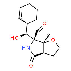 ChemSpider 2D Image | (3AR,6R,6AS)-6-((S)-((S)-CYCLOHEX-2-ENYL)(HYDROXY)METHYL)-6A-METHYL-4-OXO-HEXAHYDRO-2H-FURO[3,2-C]PYRROLE-6-CARBALDEHYDE | C15H21NO4