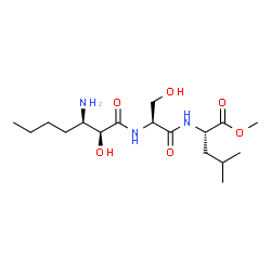 ChemSpider 2D Image | Methyl N-[(2S,3R)-3-amino-2-hydroxyheptanoyl]-L-seryl-L-leucinate | C17H33N3O6