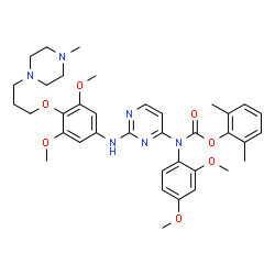 ChemSpider 2D Image | 2,6-dimethylphenyl 2-(3,5-dimethoxy-4-(3-(4-methylpiperazin-1-yl)propoxy)phenylamino)pyrimidin- 4-yl(2,4-dimethoxyphenyl)carbamate | C37H46N6O7