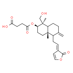 ChemSpider 2D Image | 4-({(1R,2R,4aS)-1-(Hydroxymethyl)-1,4a-dimethyl-6-methylene-5-[(2E)-2-(2-oxo-3(2H)-furanylidene)ethyl]decahydro-2-naphthalenyl}oxy)-4-oxobutanoic acid | C24H32O7