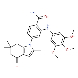 ChemSpider 2D Image | 2-[(3,4,5-Trimethoxyphenyl)amino]-4-(2,6,6-trimethyl-4-oxo-4,5,6,7-tetrahydro-1H-indol-1-yl)benzamide | C27H31N3O5
