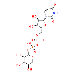 ChemSpider 2D Image | [(2R,3S,4R,5R)-5-(2,4-Dioxo-3,4-dihydro-1(2H)-pyrimidinyl)-3,4-dihydroxytetrahydro-2-furanyl]methyl (3R,4S,5R)-3,4,5-trihydroxytetrahydro-2H-pyran-2-yl dihydrogen diphosphate | C14H22N2O16P2