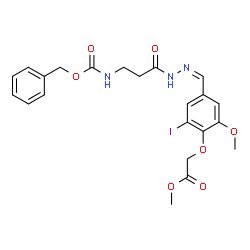 ChemSpider 2D Image | Methyl (4-{(Z)-[(3-{[(benzyloxy)carbonyl]amino}propanoyl)hydrazono]methyl}-2-iodo-6-methoxyphenoxy)acetate (non-preferred name) | C22H24IN3O7