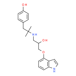 ChemSpider 2D Image | 4-(2-((2-Hydroxy-3-(1H-indol-4-yloxy)propyl)amino)-2-methylpropyl)phenol | C21H26N2O3