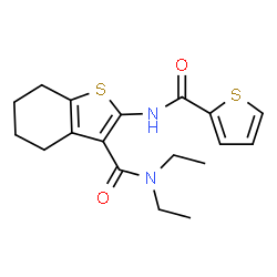 ChemSpider 2D Image | N,N-Diethyl-2-[(2-thienylcarbonyl)amino]-4,5,6,7-tetrahydro-1-benzothiophene-3-carboxamide | C18H22N2O2S2