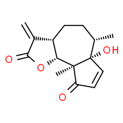 ChemSpider 2D Image | (3aS,6S,6aR,9aS,9bR)-6a-Hydroxy-6,9a-dimethyl-3-methylene-3,3a,4,5,6,6a,9a,9b-octahydroazuleno[4,5-b]furan-2,9-dione | C15H18O4