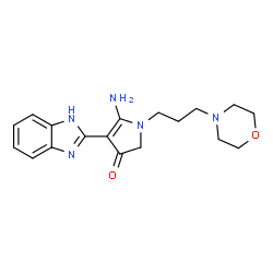 ChemSpider 2D Image | 5-amino-4-(1H-benzimidazol-2-yl)-1-[3-(morpholin-4-yl)propyl]-1,2-dihydro-3H-pyrrol-3-one | C18H23N5O2