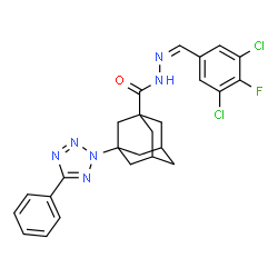 ChemSpider 2D Image | N'-[(Z)-(3,5-Dichloro-4-fluorophenyl)methylene]-3-(5-phenyl-2H-tetrazol-2-yl)-1-adamantanecarbohydrazide | C25H23Cl2FN6O