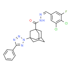 ChemSpider 2D Image | N'-[(Z)-(3,4-Dichloro-5-fluorophenyl)methylene]-3-(5-phenyl-2H-tetrazol-2-yl)-1-adamantanecarbohydrazide | C25H23Cl2FN6O