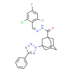 ChemSpider 2D Image | N'-[(Z)-(2,6-Dichloro-4-fluorophenyl)methylene]-3-(5-phenyl-2H-tetrazol-2-yl)-1-adamantanecarbohydrazide | C25H23Cl2FN6O