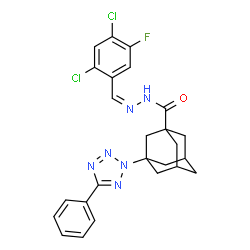 ChemSpider 2D Image | N'-[(Z)-(2,4-Dichloro-5-fluorophenyl)methylene]-3-(5-phenyl-2H-tetrazol-2-yl)-1-adamantanecarbohydrazide | C25H23Cl2FN6O