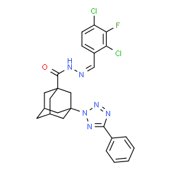 ChemSpider 2D Image | N'-[(Z)-(2,4-Dichloro-3-fluorophenyl)methylene]-3-(5-phenyl-2H-tetrazol-2-yl)-1-adamantanecarbohydrazide | C25H23Cl2FN6O