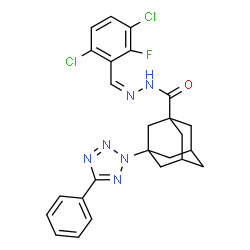 ChemSpider 2D Image | N'-[(Z)-(3,6-Dichloro-2-fluorophenyl)methylene]-3-(5-phenyl-2H-tetrazol-2-yl)-1-adamantanecarbohydrazide | C25H23Cl2FN6O