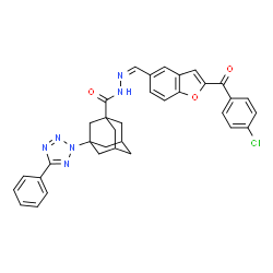 ChemSpider 2D Image | N'-{(Z)-[2-(4-Chlorobenzoyl)-1-benzofuran-5-yl]methylene}-3-(5-phenyl-2H-tetrazol-2-yl)-1-adamantanecarbohydrazide | C34H29ClN6O3