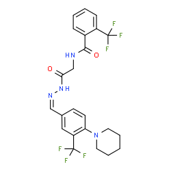 ChemSpider 2D Image | N-(2-Oxo-2-{(2Z)-2-[4-(1-piperidinyl)-3-(trifluoromethyl)benzylidene]hydrazino}ethyl)-2-(trifluoromethyl)benzamide (non-preferred name) | C23H22F6N4O2