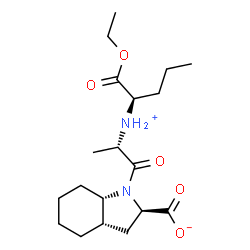 ChemSpider 2D Image | (2R,3aS,7aS)-1-[(2S)-2-{[(2R)-1-Ethoxy-1-oxo-2-pentanyl]ammonio}propanoyl]octahydro-1H-indole-2-carboxylate | C19H32N2O5