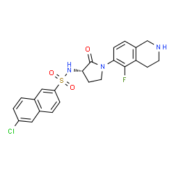 ChemSpider 2D Image | 6-Chloro-N-[(3S)-1-(5-fluoro-1,2,3,4-tetrahydro-6-isoquinolinyl)-2-oxo-3-pyrrolidinyl]-2-naphthalenesulfonamide | C23H21ClFN3O3S